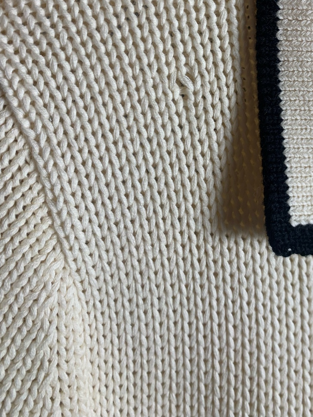Massimo Dutti Cream Contrast Trim Cotton Knit Cardigan Jacket Oversized XS NWOT - Picture 9 of 9